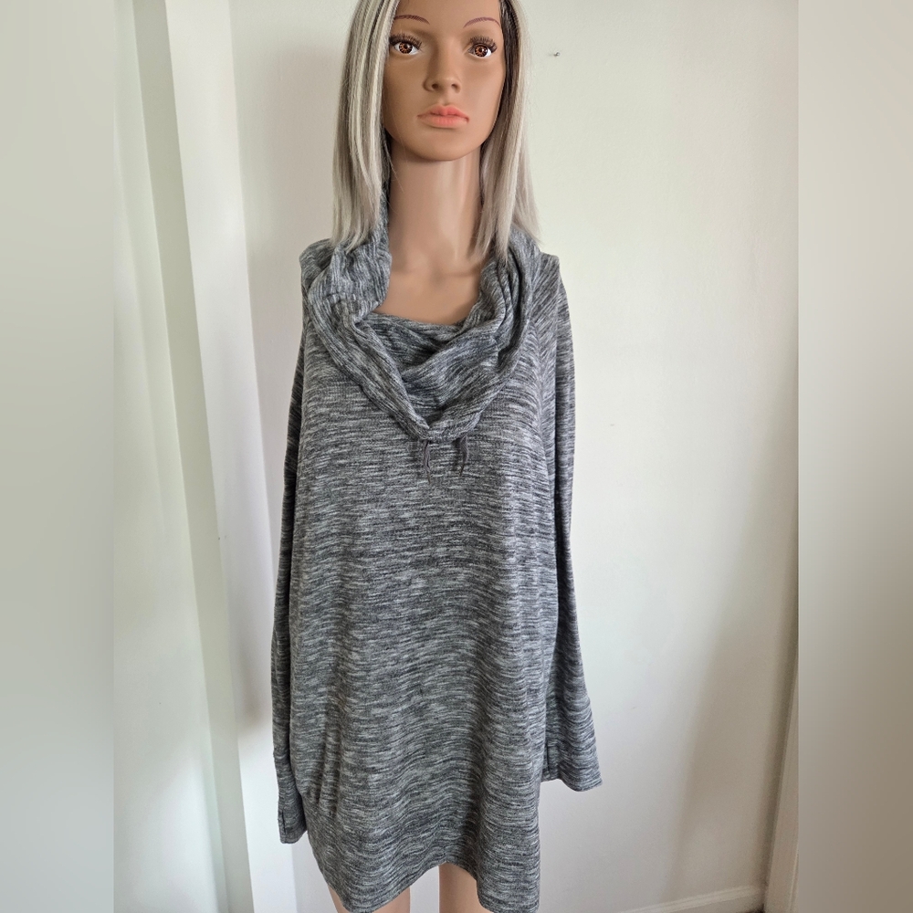 MTA Sport Heather Gray Cowl Neck Hoodie Size 1X Athleisure - Picture 3 of 6